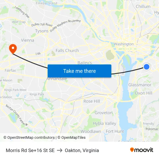 Morris Rd Se+16 St SE to Oakton, Virginia map