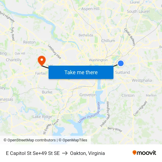 E Capitol St Se+49 St SE to Oakton, Virginia map