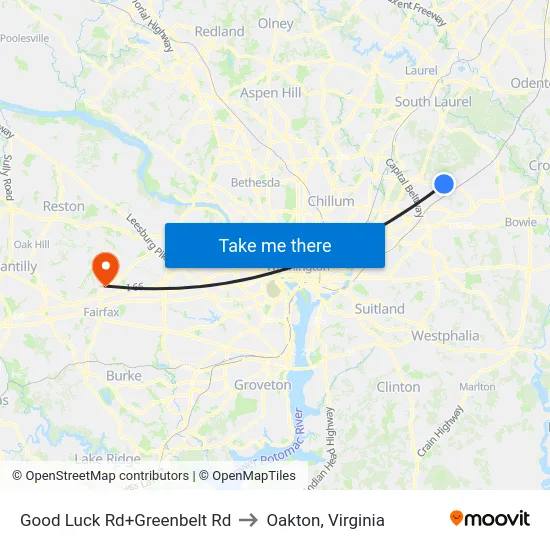 Good Luck Rd+Greenbelt Rd to Oakton, Virginia map