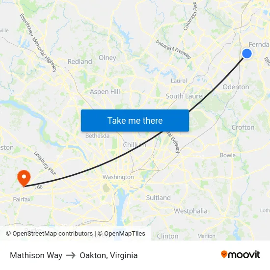 Mathison Way to Oakton, Virginia map