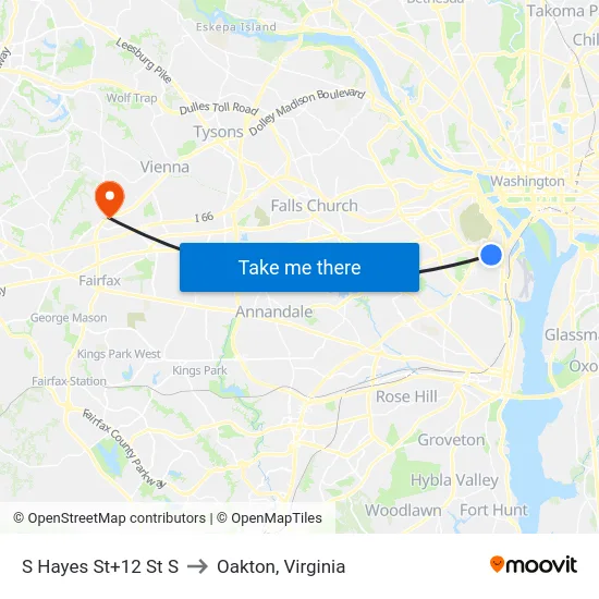 S Hayes St+12 St S to Oakton, Virginia map