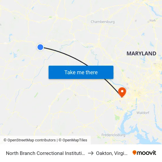North Branch Correctional Institution to Oakton, Virginia map
