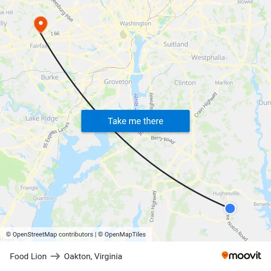 Food Lion to Oakton, Virginia map