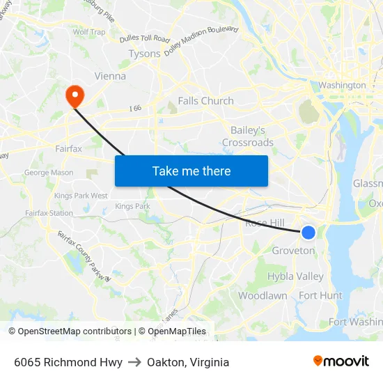 6065 Richmond Hwy to Oakton, Virginia map