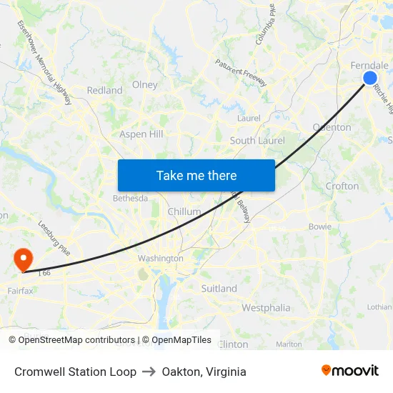 Cromwell Station Loop to Oakton, Virginia map