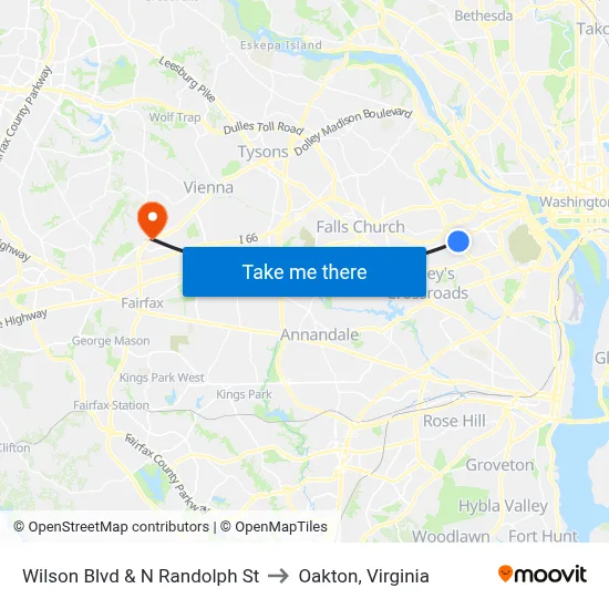 Wilson Blvd & N Randolph St to Oakton, Virginia map