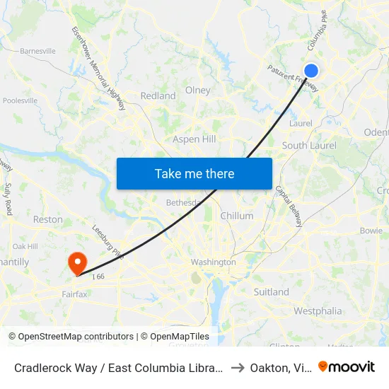 Cradlerock Way / East Columbia Library (Westbound) to Oakton, Virginia map