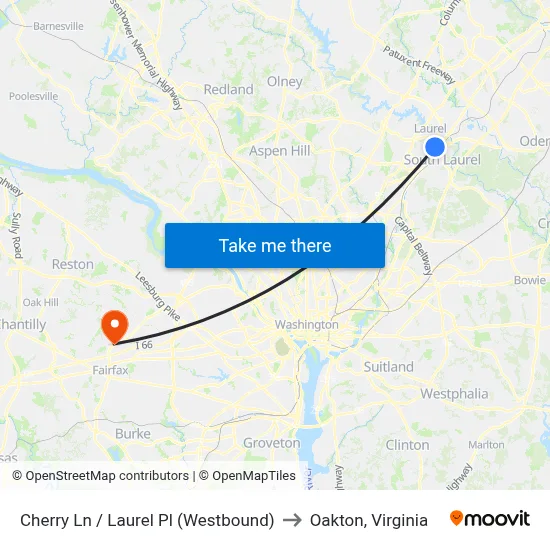 Cherry Ln / Laurel Pl (Westbound) to Oakton, Virginia map