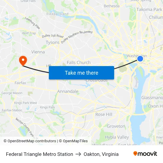 Federal Triangle Metro Station to Oakton, Virginia map