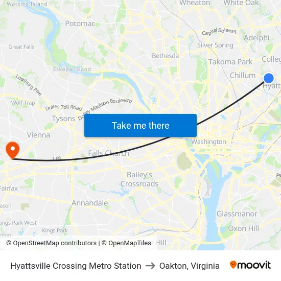 Hyattsville Crossing Metro Station to Oakton, Virginia map