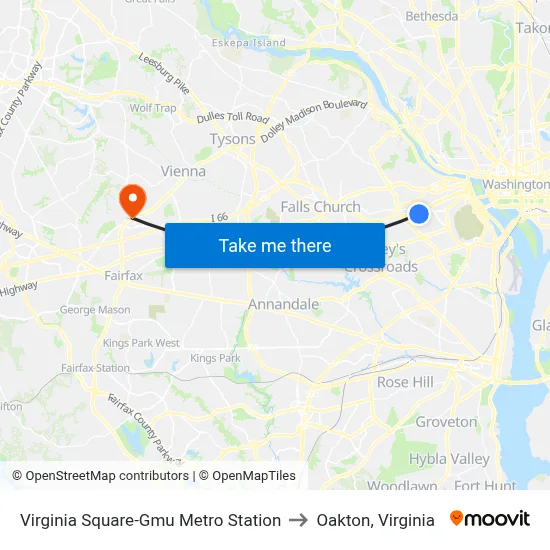 Virginia Square-Gmu Metro Station to Oakton, Virginia map