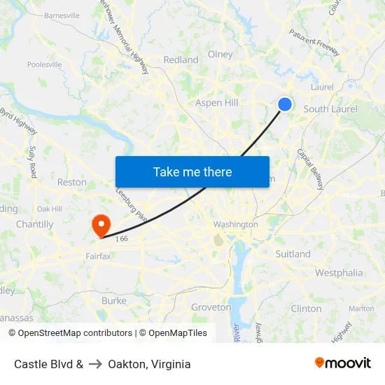 Castle Blvd & to Oakton, Virginia map