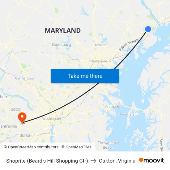 Shoprite (Beard's Hill Shopping Ctr) to Oakton, Virginia map