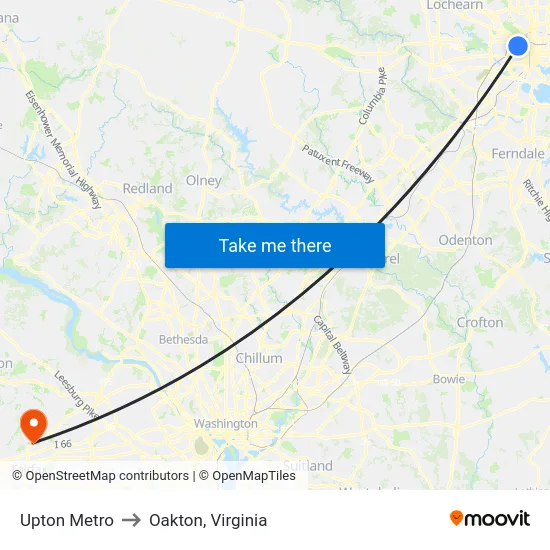 Upton Metro to Oakton, Virginia map