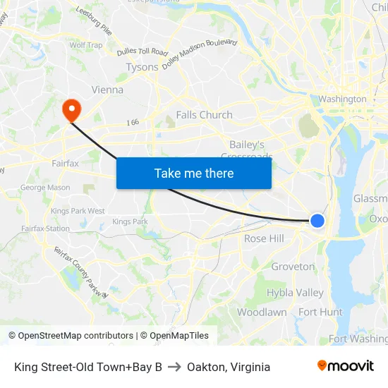 King Street-Old Town+Bay B to Oakton, Virginia map