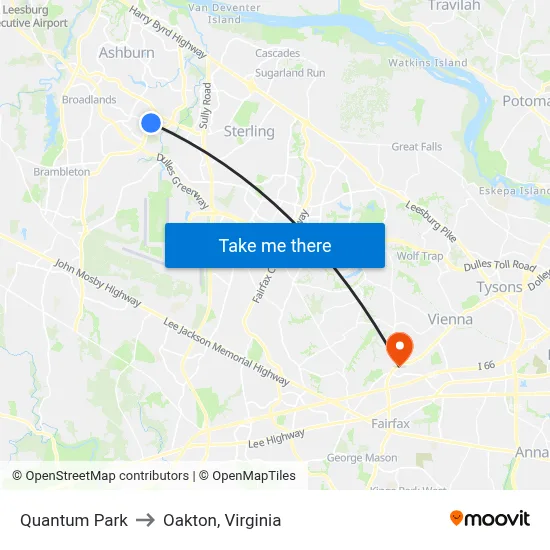 Quantum Park to Oakton, Virginia map