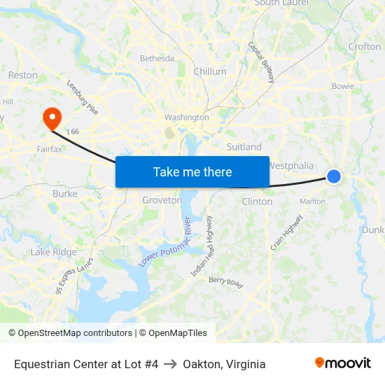 Equestrian Center at Lot #4 to Oakton, Virginia map