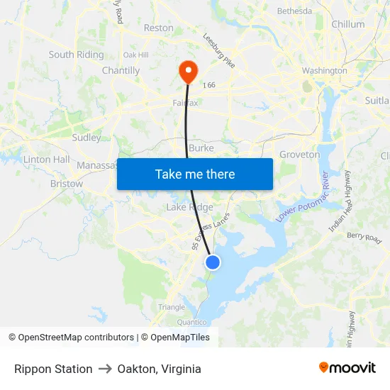 Rippon Station to Oakton, Virginia map