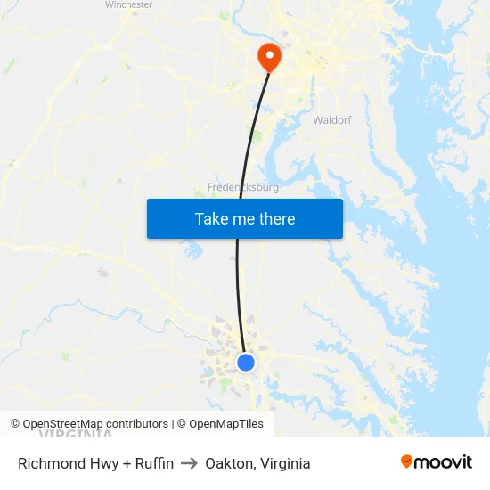 Richmond Hwy + Ruffin to Oakton, Virginia map