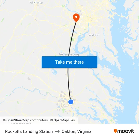 Rocketts Landing Station to Oakton, Virginia map