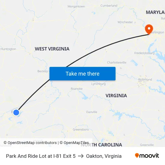 Park And Ride Lot at I-81 Exit 5 to Oakton, Virginia map