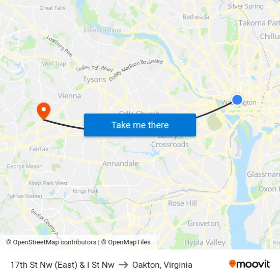 17th St Nw (East) & I St Nw to Oakton, Virginia map