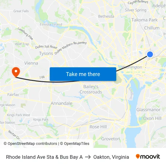Rhode Island Ave Sta & Bus Bay A to Oakton, Virginia map