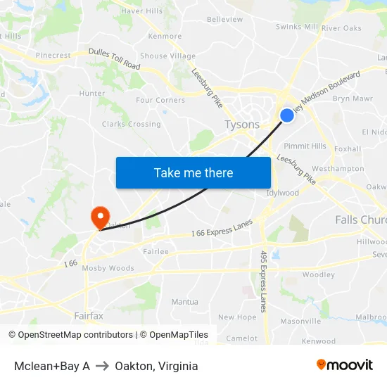 Mclean+Bay A to Oakton, Virginia map