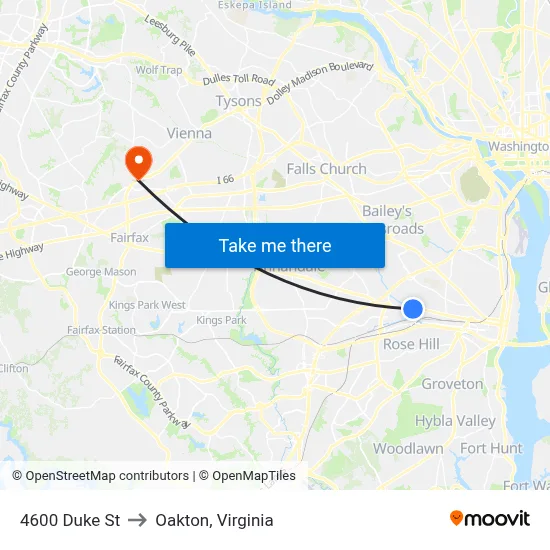 4600 Duke St to Oakton, Virginia map