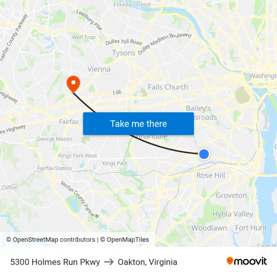 5300 Holmes Run Pkwy to Oakton, Virginia map