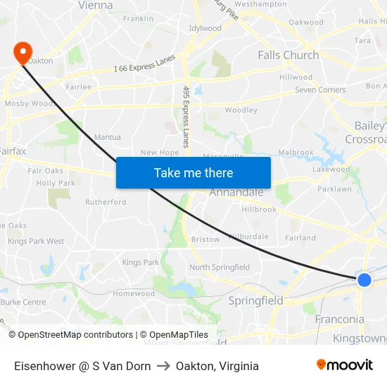 Eisenhower @ S Van Dorn to Oakton, Virginia map