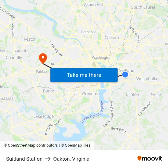 Suitland Station to Oakton, Virginia map