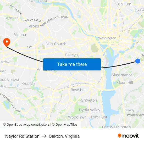 Naylor Rd Station to Oakton, Virginia map