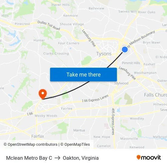 Mclean Metro Bay C to Oakton, Virginia map