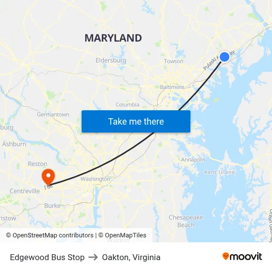 Edgewood Bus Stop to Oakton, Virginia map