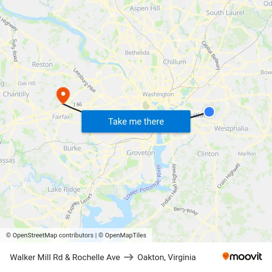 Walker Mill Rd & Rochelle Ave to Oakton, Virginia map