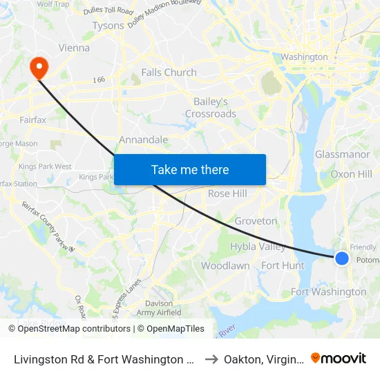 Livingston Rd & Fort Washington Rd to Oakton, Virginia map
