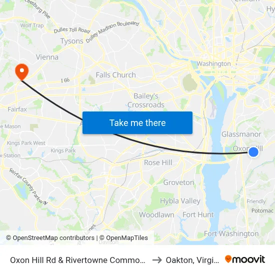 Oxon Hill Rd & Rivertowne Commons M to Oakton, Virginia map