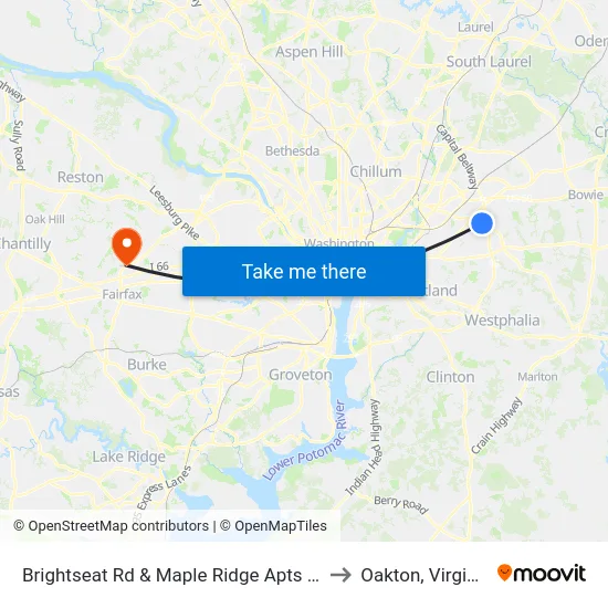Brightseat Rd & Maple Ridge Apts #2 to Oakton, Virginia map