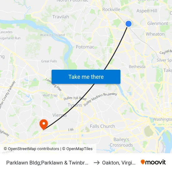 Parklawn Bldg;Parklawn & Twinbrook to Oakton, Virginia map