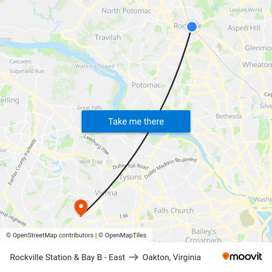 Rockville Station & Bay B - East to Oakton, Virginia map