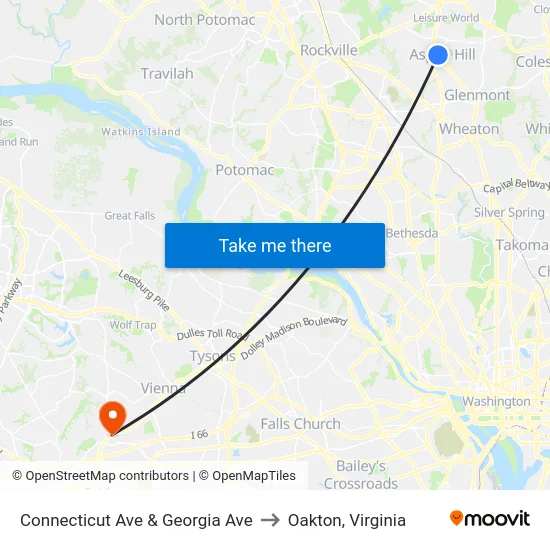 Connecticut Ave & Georgia Ave to Oakton, Virginia map