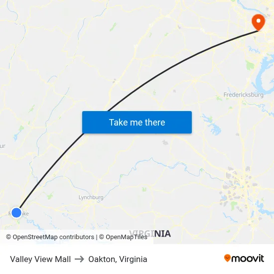 Valley View Mall to Oakton, Virginia map