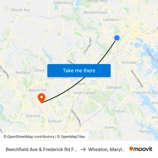 Beechfield Ave & Frederick Rd FS Sb to Wheaton, Maryland map