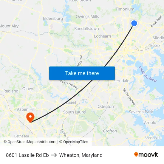 8601 Lasalle Rd Eb to Wheaton, Maryland map