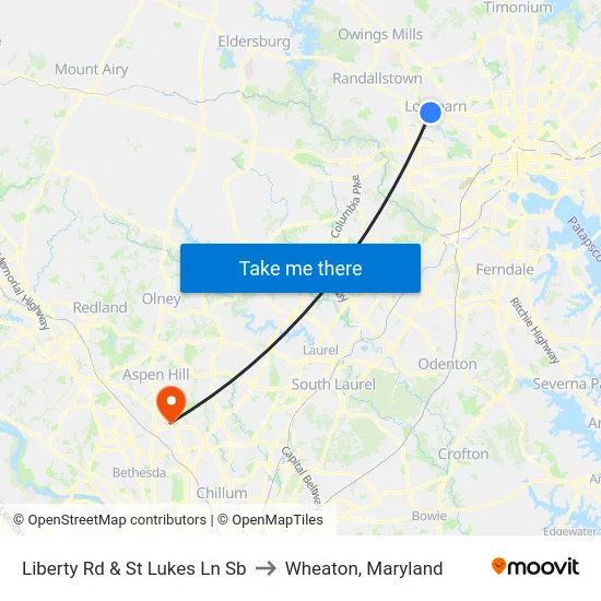 Liberty Rd & St Lukes Ln Sb to Wheaton, Maryland map