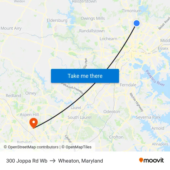 300 Joppa Rd Wb to Wheaton, Maryland map