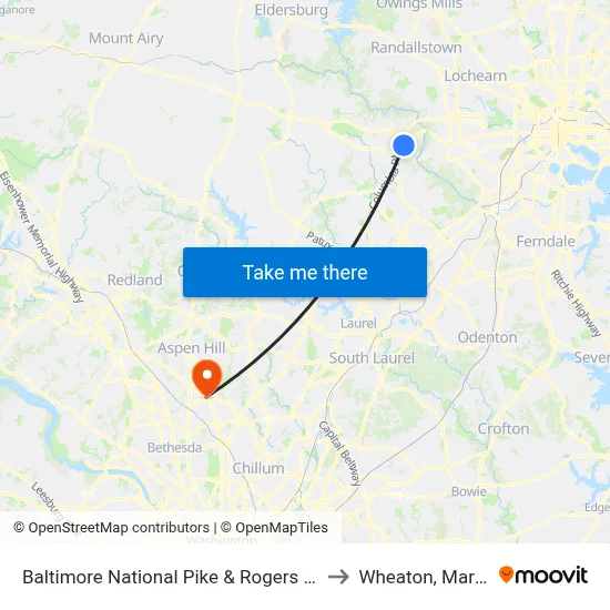 Baltimore National Pike & Rogers Ave FS Eb to Wheaton, Maryland map