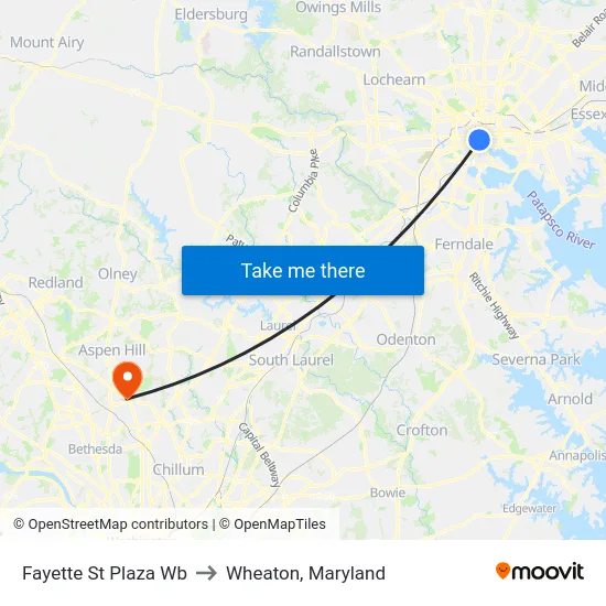 Fayette St Plaza Wb to Wheaton, Maryland map