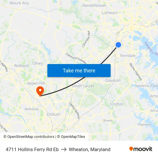 4711 Hollins Ferry Rd Eb to Wheaton, Maryland map